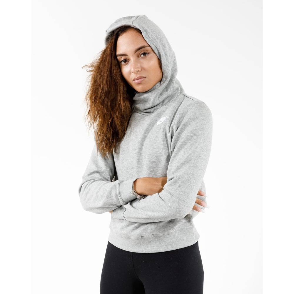 NWT Nike Sportswear Womens XS / Youth XL Funnel-Neck Fleece Pullover Hoodie Grey - Picture 3 of 14